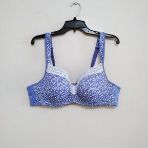 Ti Voglio Blue Floral Daniela Nylon Blend Underwired Size 44B